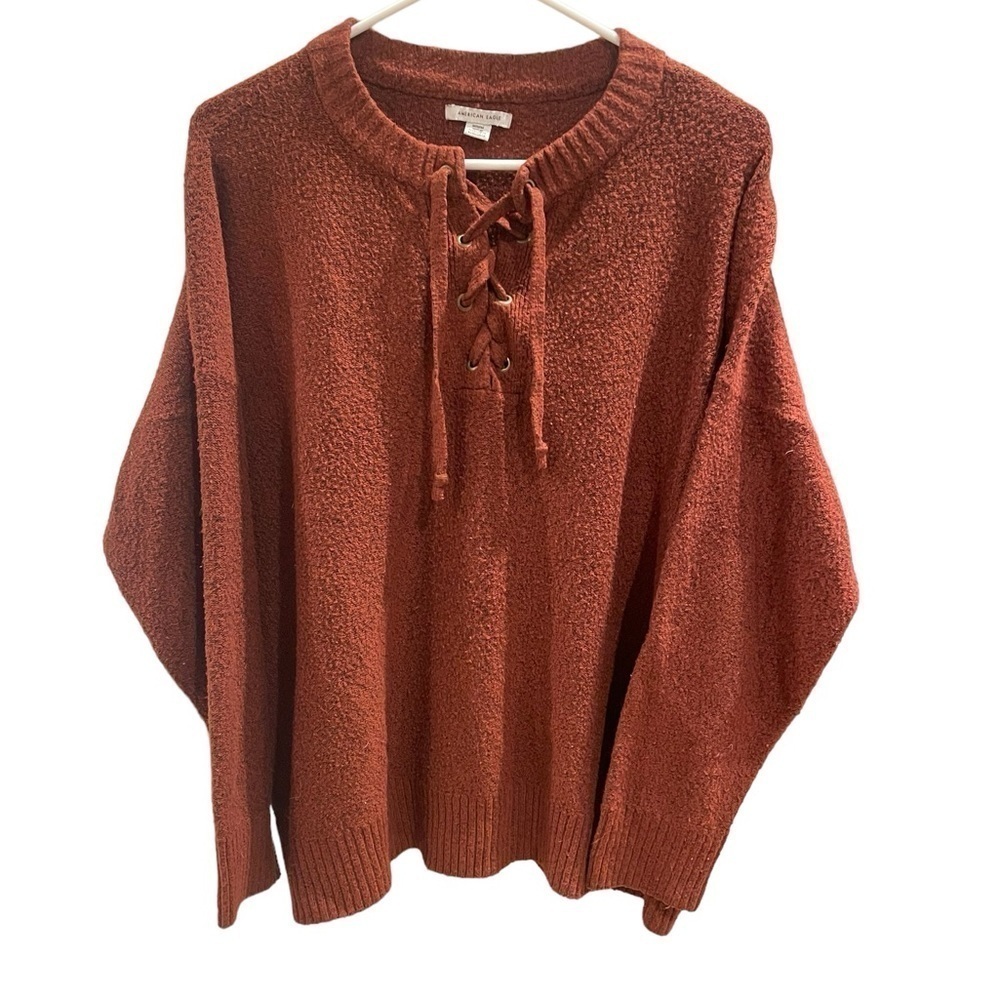 American Eagle Popcorn Sweater with Lace Front